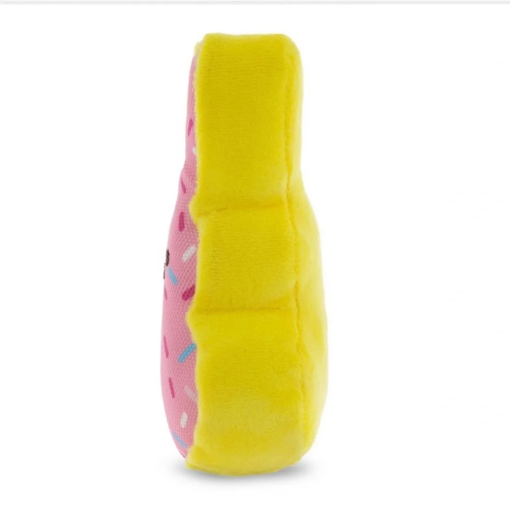 Peeps Plush Dog Toy Squeaker Angry Eyebrows Easter Bunny Pink Yellow